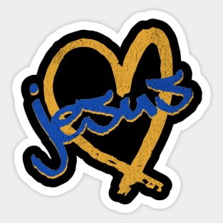 I Love Jesus Vintage 80's & 90's Blue and Gold Sticker